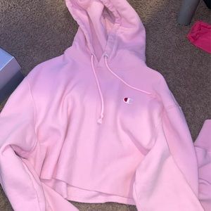 Pink cropped champion hoodie